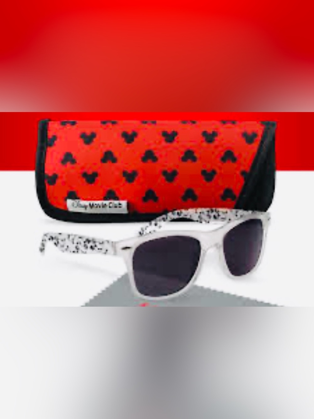 #3410**Kids White Sunglasses with Red Mickey Print Case